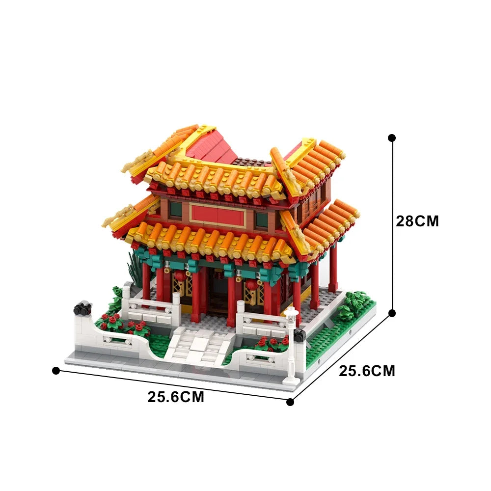 Gobricks MOC City Chinese Famous Architecture Chinese Temple Model Building Blocks set Vintage Temple Tower DIY Bricks Kids Toy