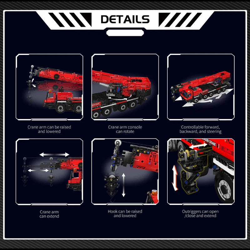 Mould King 17073 17074 Technical Car Toy Remote Control LTM 1110 Crane Building Block Assembly Truck Brick Kids Christmas Gift