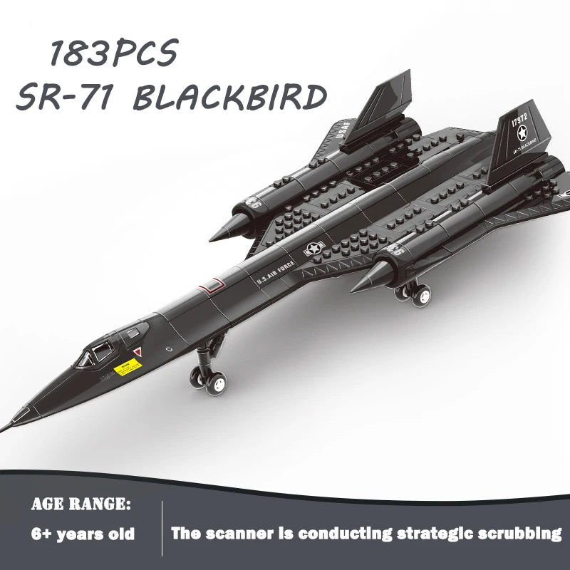 183 pièces Force aérienne américaine SR-71 New Blackbird Modèle d'avion de reconnaissance en alliage Jouet de construction de blocs de combat pour enfants