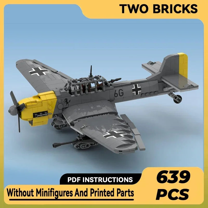 Technische Moc Steentjes Militair Model Ju 87 Stuka Jachtvliegtuig Modulaire Bouwstenen Cadeaus Speelgoed Voor Kinderen Doe-Het-Zelf Sets Om Te Monteren