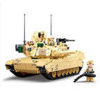 SLUBAN World War II 2 Military USA Abrams M1A2 Battle Tank Chariot Building Blocks Army Classic Accessories Model Kids Gift Toys