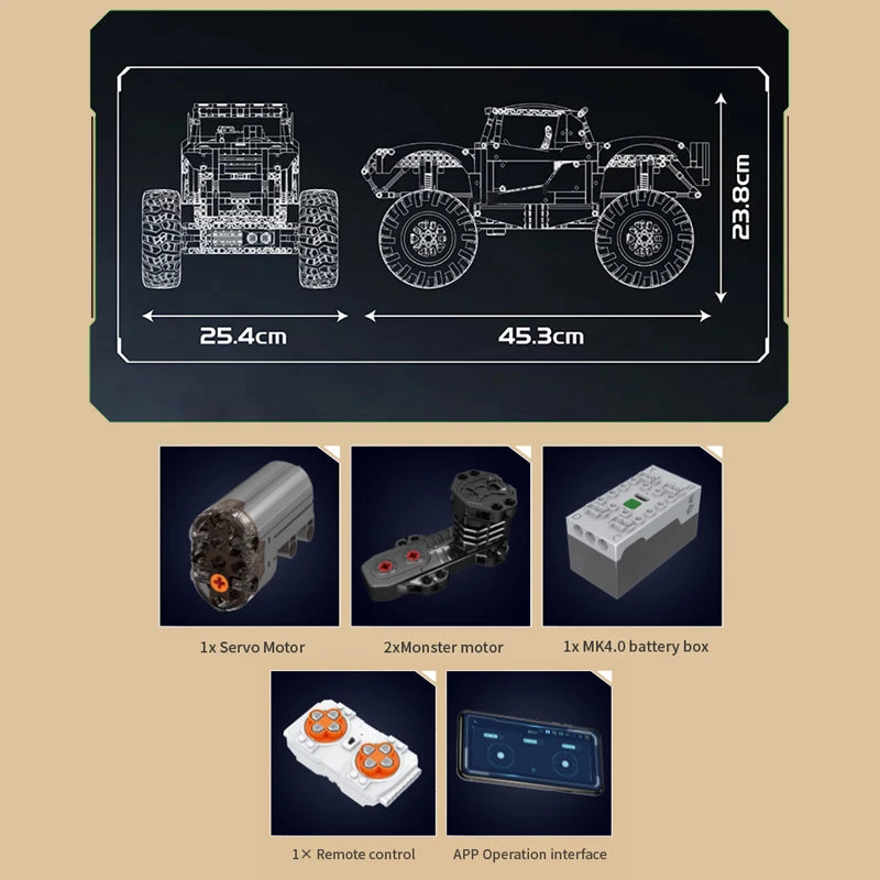 Mould King 18039 Technical Car Toys The Remote Control Big-foot Truck Building Block Assembly Car Brick Set Kids Christmas Gift