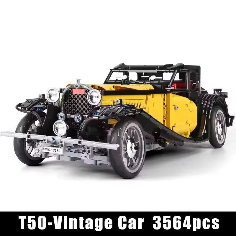 MOULD KING 13080D Technical Car Building Blocks T50 Vintage Car MOC-25153 Bricks Model Educational Toys For Kids Birthday Gifts