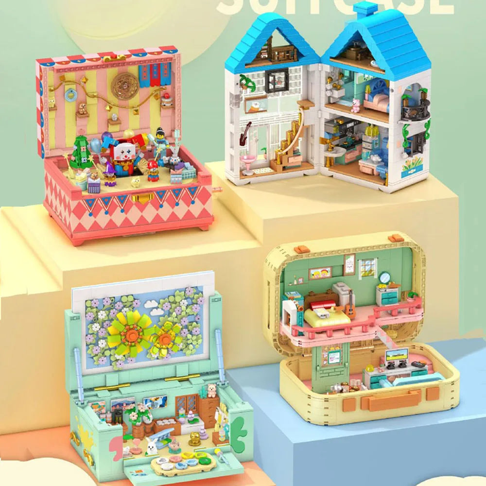 Idea House Street View Mini Block Secret Box Villa Room Building Brick Art Studio Circus Streetscape Construction Toys For Gifts