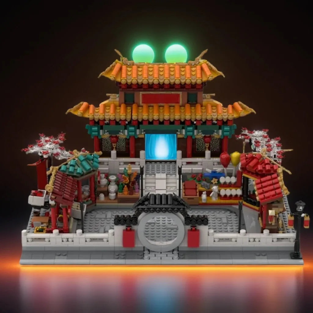 1932pcs MOC Chinese New Year Series Temple Modular Classic Architecture DIY Model Building Blocks Birthday Toys Gift