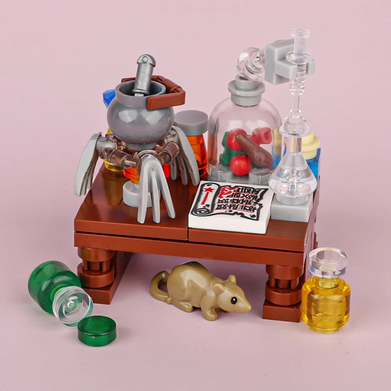 Magic Potion Crafting Blocks – Medieval Alchemy Lab, Witches’ Workbench, Crystal Jars & Furniture Bricks Educational Toy