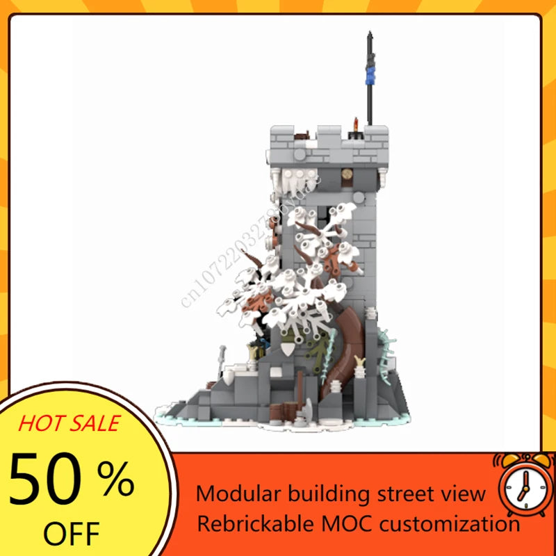 700PCS Thème d'Hiver Tour de Montre MOC Créatif Forteresse Médiévale Architecture Modèle Blocs de Construction Jouet Cadeau