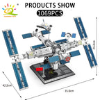 HUIQIBAO Space Station Building Blocks With Astronaut Figure City Aerospace Model Bricks Children Toys for Kids