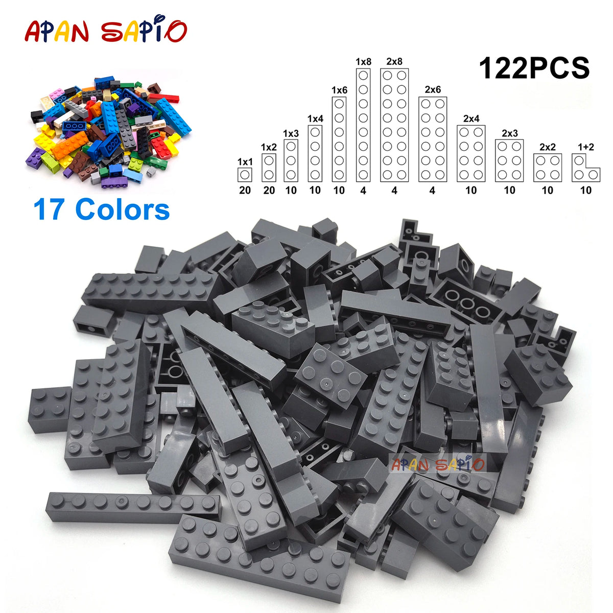 122pcs Thick Figures Bricks 12 Size DIY Building Blocks Educational Creative Size Compatible With 3001 Plastic Toys for Children - CADA BRICKS®