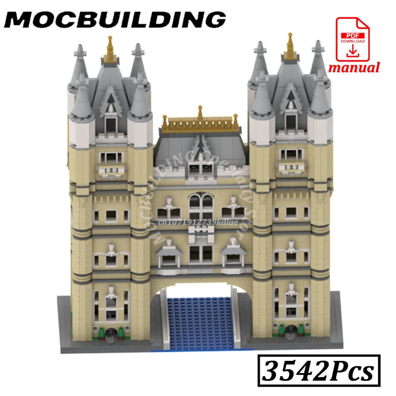 Tower Bridge Palace Modell Bygate Utsikt MOC Byggeklosser Murstein Display Konstruksjon Kreative Leker Gave