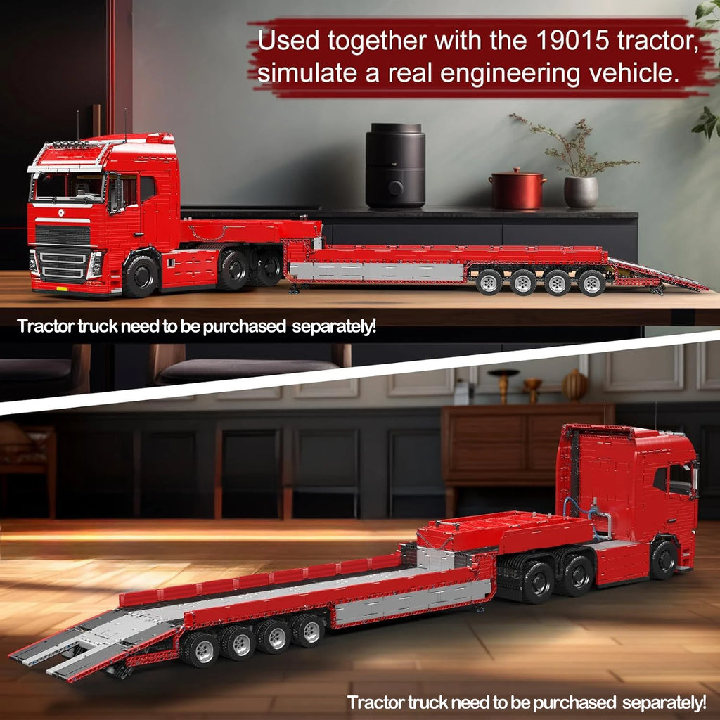 MOULD KING 19015T MOC Trailer Building Blocks for Tractor Truck Model DIY Assembled Bricks Creative Educational Collection Toys