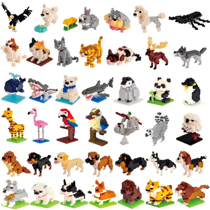 Mini Building Blocks 3D Animal  Diamond Model Micro Bricks Dog Cat Bird Moose Wolf Panda Macaw Toys For Children Birthday Gifts - CADA BRICKS®