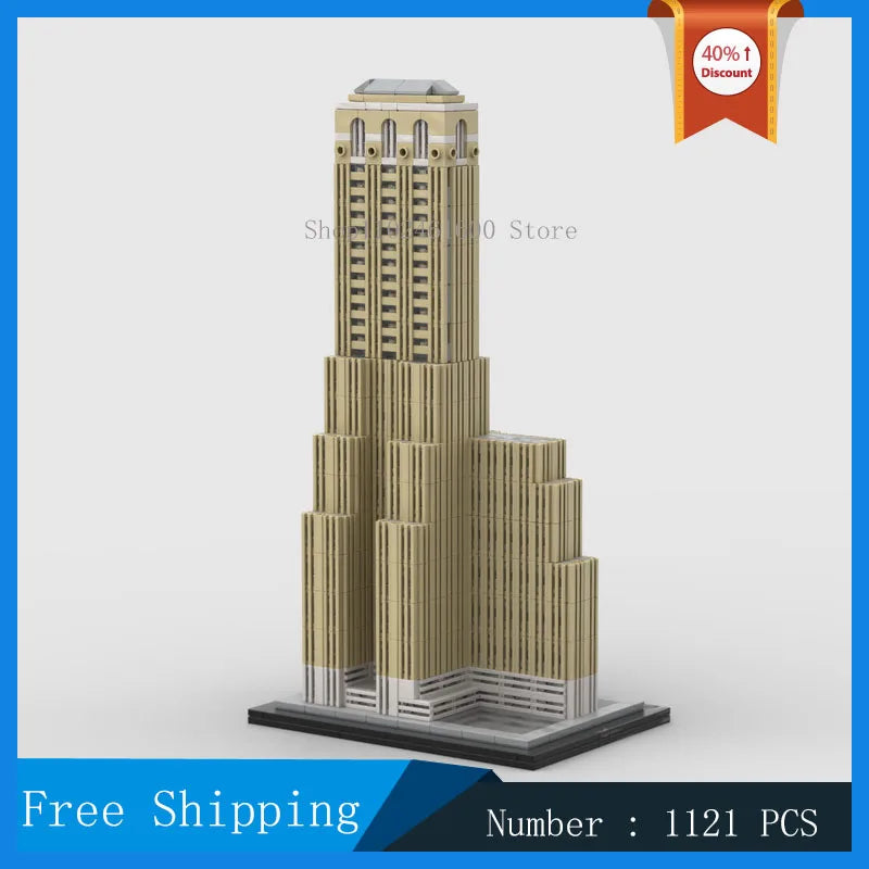 One Grand Central Place 1:800 ScaleModel Building Blocks MOC Urban Street View Modern Skyscraper  Building Collection Toys Gifts