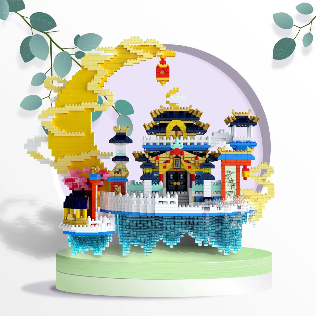 iDEA Chinese Moon Palace Micro Diamond Block China Mythology Wonderland Architecture Nanobrick Building Brick Toy With Light