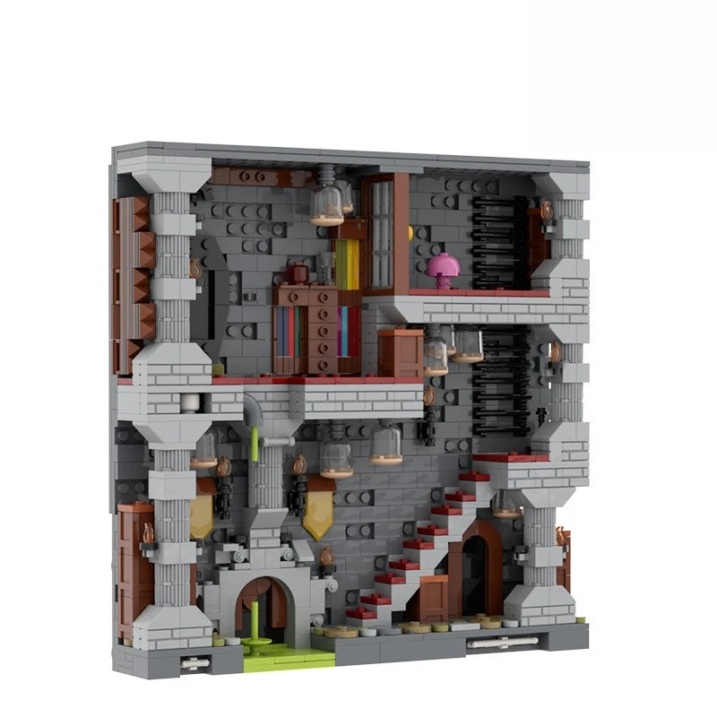 MOC Fantasy Castle Building Blocks Set - Medieval Dungeon Bricks, DIY Dragon Lair Model Kit Gift for Gamers Fans Collectors