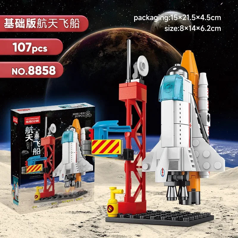 Mini Aviation Manned Rocket Model Building Blocks Space Aerospace Station Bricks City Construction Toys for Children