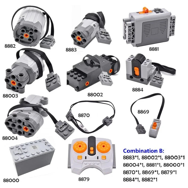 Electronic Model Building Blocks MOC Power Functions Motor Technical Parts IR Speed Remote Control Receiver Battery Box DIY Toys - CADA BRICKS®