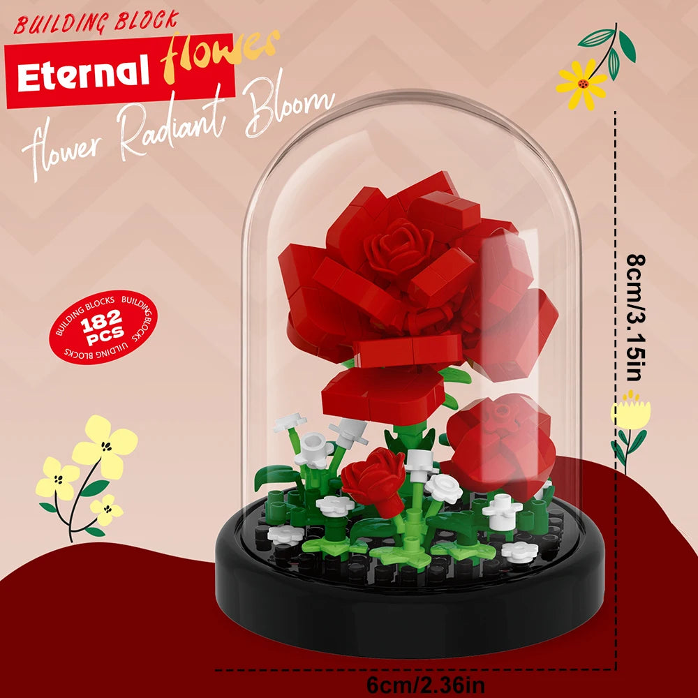 Diy Micro Flower Building Blocks Mini Bricks Particles Eternal Life Flowers Home Decoration Assembling Puzzle Toy Christmas Gift - CADA BRICKS®