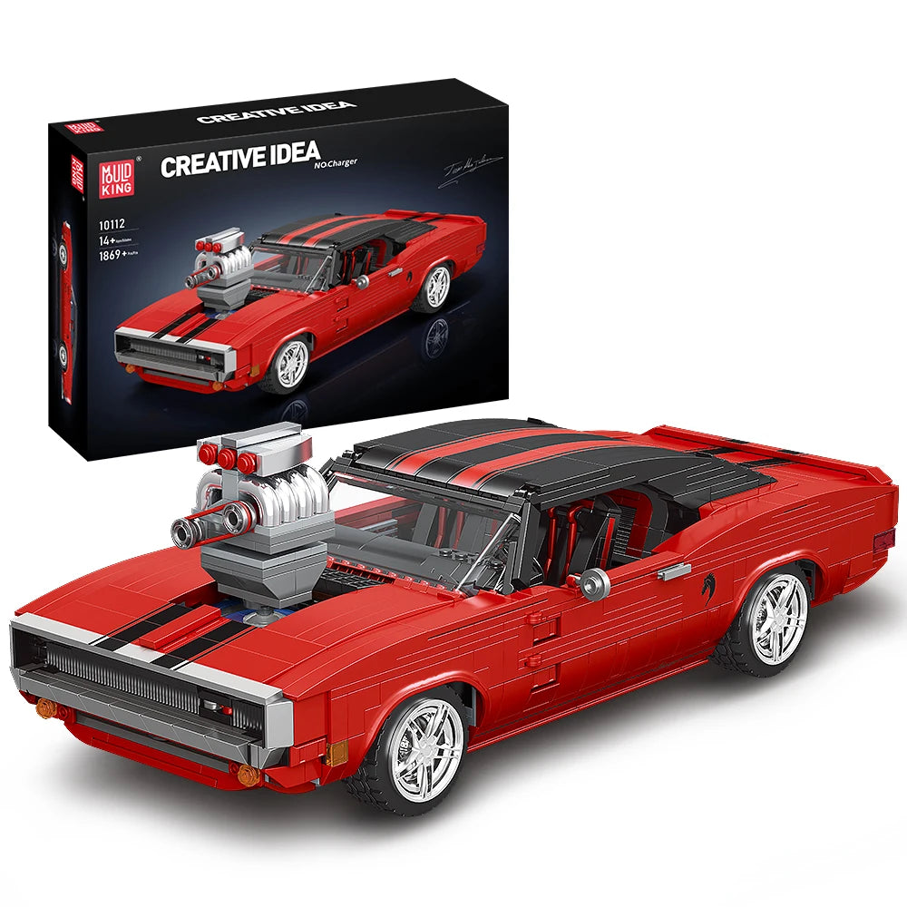 Mould King 10112 Technical Car Building Block The Red Charger Sport Racing Car Model Assembly Brick Toys Kids Christmas Gift