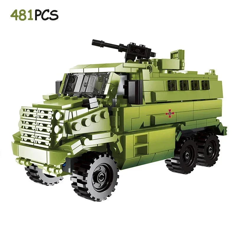 New Military Series Armored Vehicle Transport Truck  Building Blocks Leopard Tank Set T64 Tank MOC Bricks Educational Toys