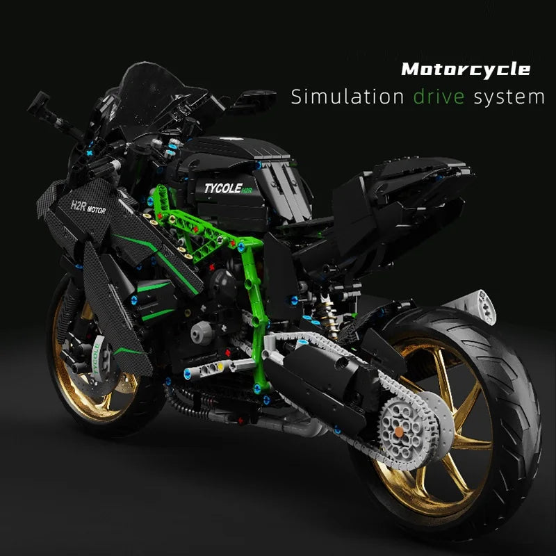 1858pcs 1:5 Technical City Motorcycle Car Model Building Blocks MOC Racing Motobike Vehicles Bricks Toy for Children Gifts T4019