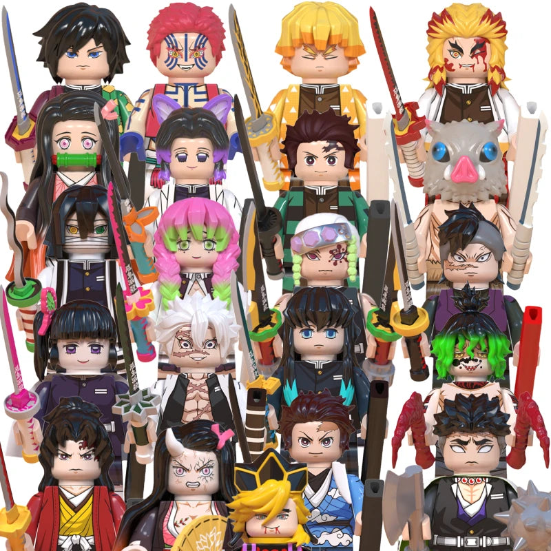 WM blocks 6116 6137 6138 Demon Slayer Tanjirou Nezuko Inosuke Zenitsu Giyuu Rengoku Uzui Tengen anime bricks building blocks
