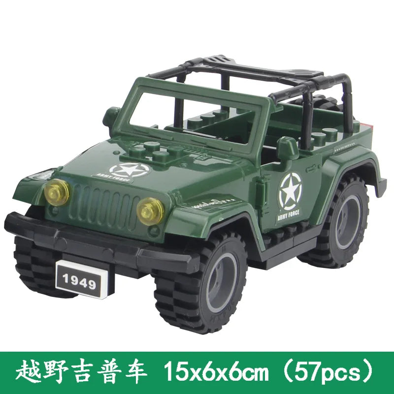 2024 Military Armoured Off-Road Vehicle Humvee Jeep H1 2 Modes Army Car Building Blocks Bricks WW2 Model Moc Toys Boys Kids Gift