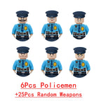 Military Weapons Guns Mortar Special Forces Police SWAT Gangster Jeeps Off-Road Armored Vehicle Model Soldier Building Block Toy