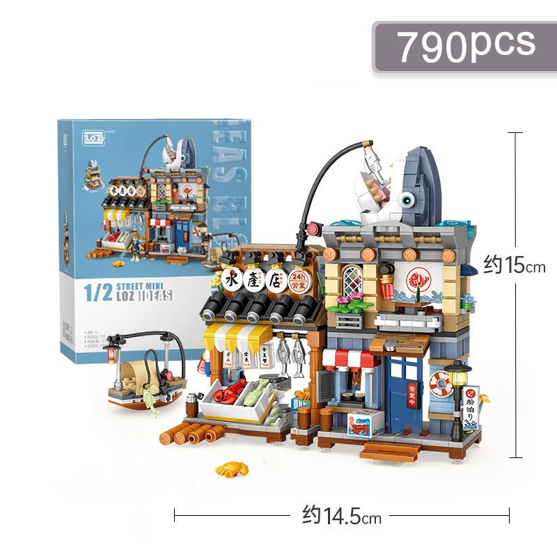 Street View Series Building blocks Izakaya Shaved Ice Shop Takoyaki Shop Coffee shop Panda Tea House model children's gift - CADA BRICKS®