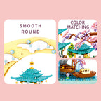 Ancient Pavilion Temple Tower Lake Garden Gate Led Light Model Mini Diamond Blocks Bricks Building Chinese Style Home Decor Gift