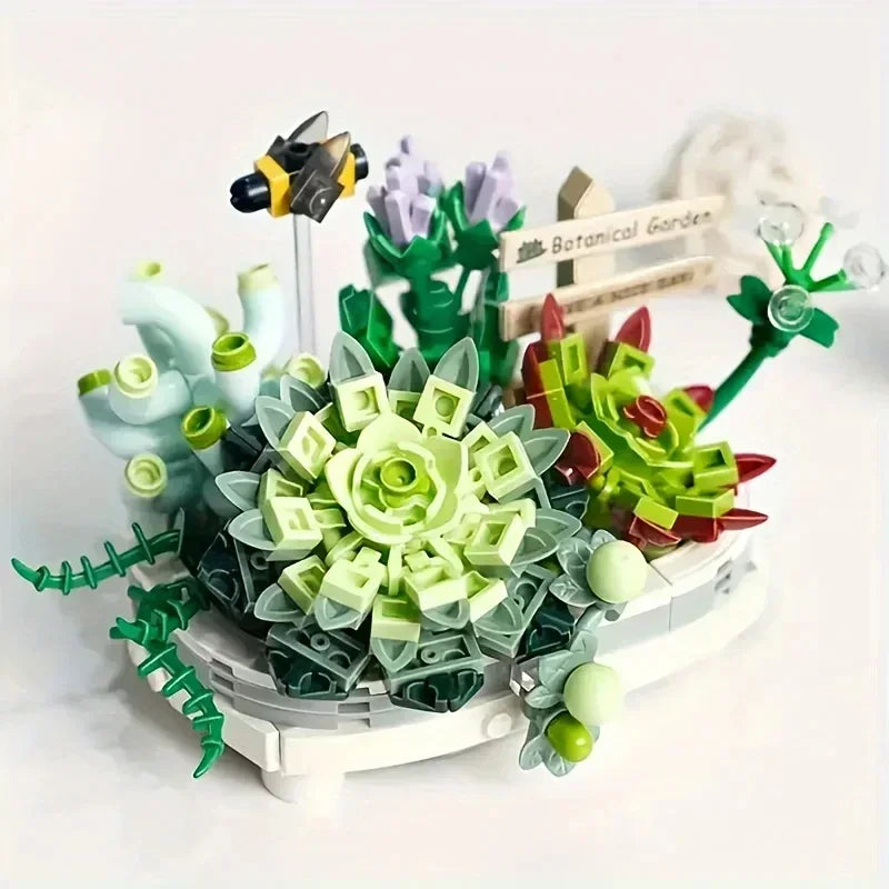 Mini Plant Bonsai Building Block Flower Plant Cherry Blossom Tree Potted Bouquet Model Bricks Home Decoration Toy For Kids Gifts