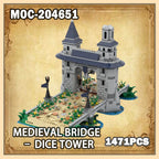 MOC-204651 Medieval Bridge – Dice Tower Building Block Model  Brick Particle Set Creative Gifts Film Vintage Classic DIY 1471PCS