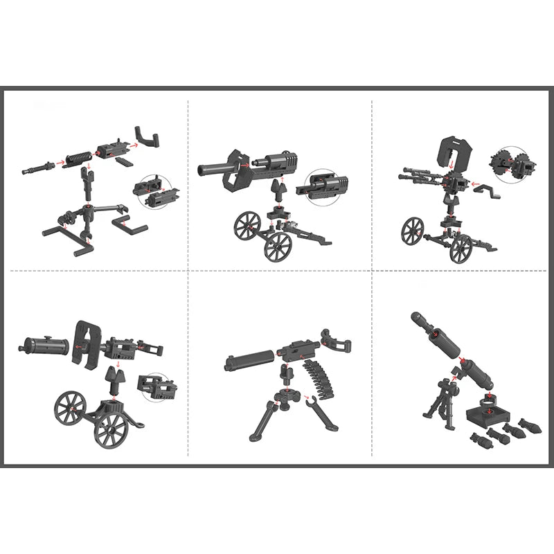 Military Weapons Guns Mortar Special Forces Police SWAT Gangster Jeeps Off-Road Armored Vehicle Model Soldier Building Block Toy