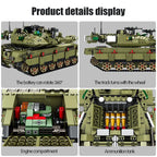 WW2 Military Merkava MK4 Main Battle Tank Series Building Blocks Bricks Model MOC Army Weapon Soldier Sets Kids Toys Boys Gifts