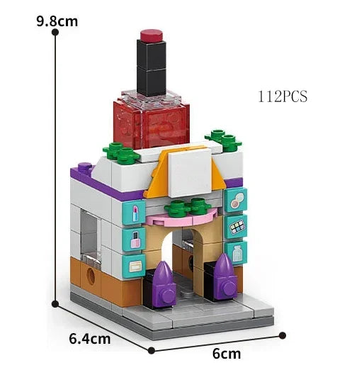 2025 Mini Shop Market Street View Sets Model Building Blocks Hamburger Restaurant Retail Store Creative Architecture Friend