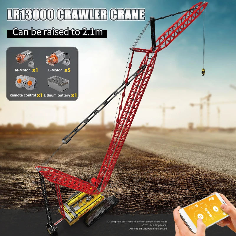MOULD KING 17015 Technical Car Toys APP&RC Motorized Crawler Crane MOC Liebherr LR13000 Truck Building Blocks Bricks Kids Gifts