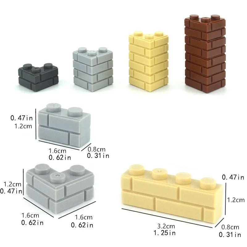 Small Particles Thick Wall Bricks 1x2 1x3 1x4 Dots Bulk Accessories Doors Windows DIY Building Blocks Educational Toy for Kids