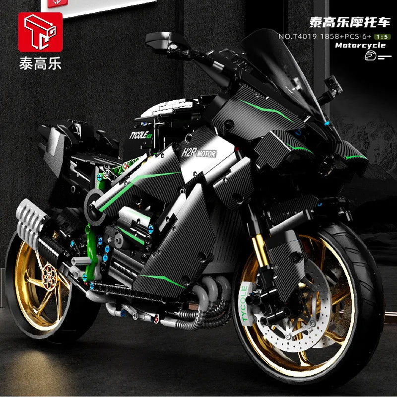 Technical 1:5 H2R City Motorcycle Car Model Building Blocks MOC Racing Motobike Vehicles Bricks Toy for Kids Children Gifts