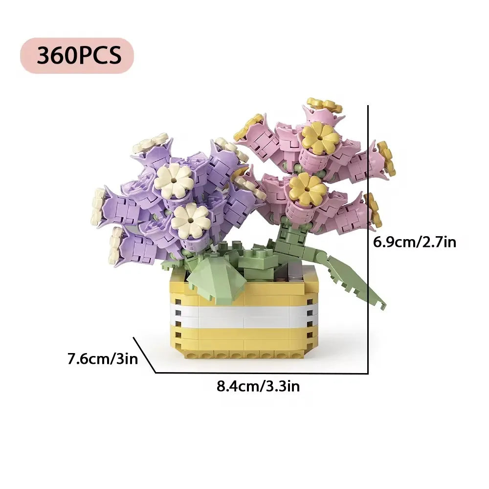 DIY Potted Plants Model Flower Succulents Building Blocks Everlasting Flower Bonsai Tree Gardens Romantic Bricks Kids Kits Toys