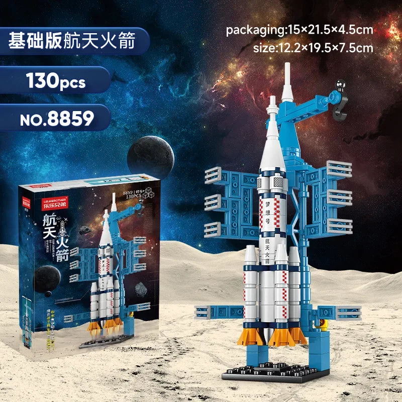 Mini Aviation Manned Rocket Model Building Blocks Space Aerospace Station Bricks City Construction Toys for Children