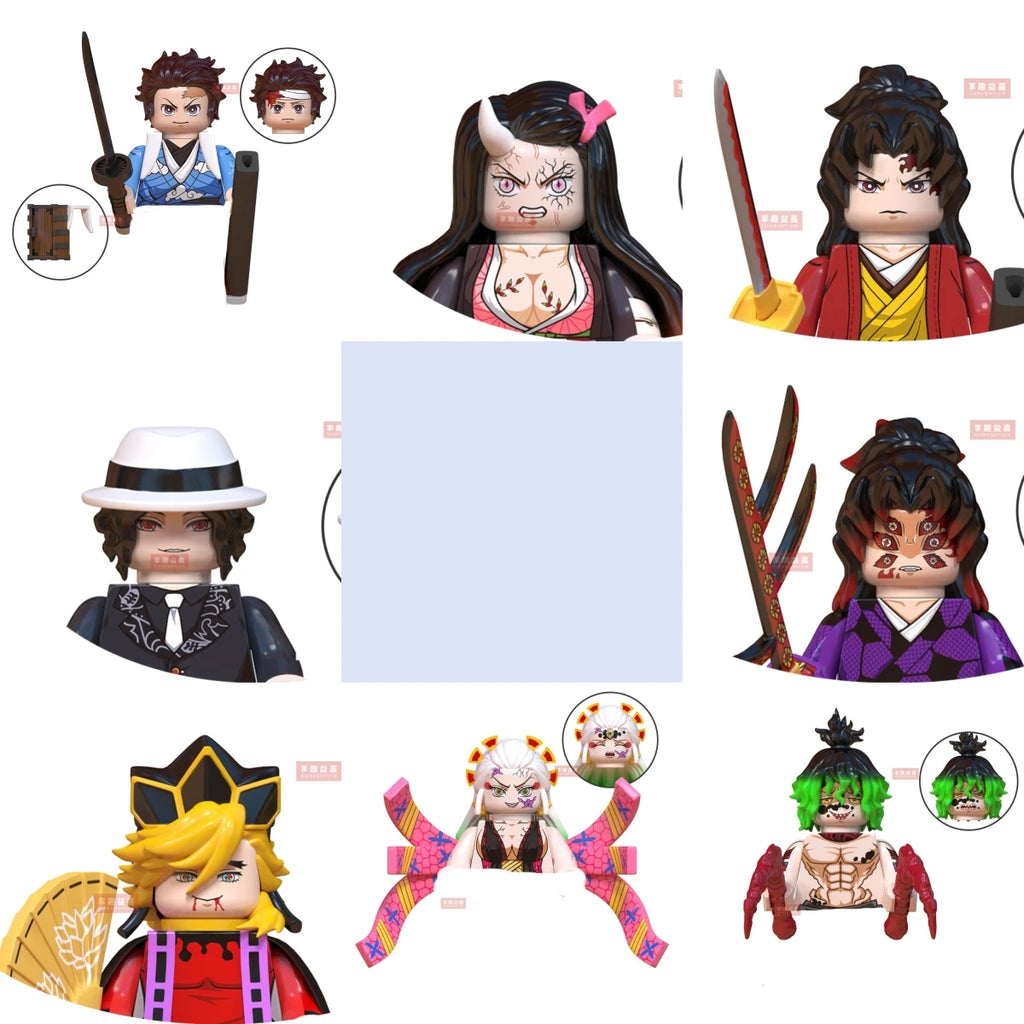 WM blocks 6116 6137 6138 Demon Slayer Tanjirou Nezuko Inosuke Zenitsu Giyuu Rengoku Uzui Tengen anime bricks building blocks