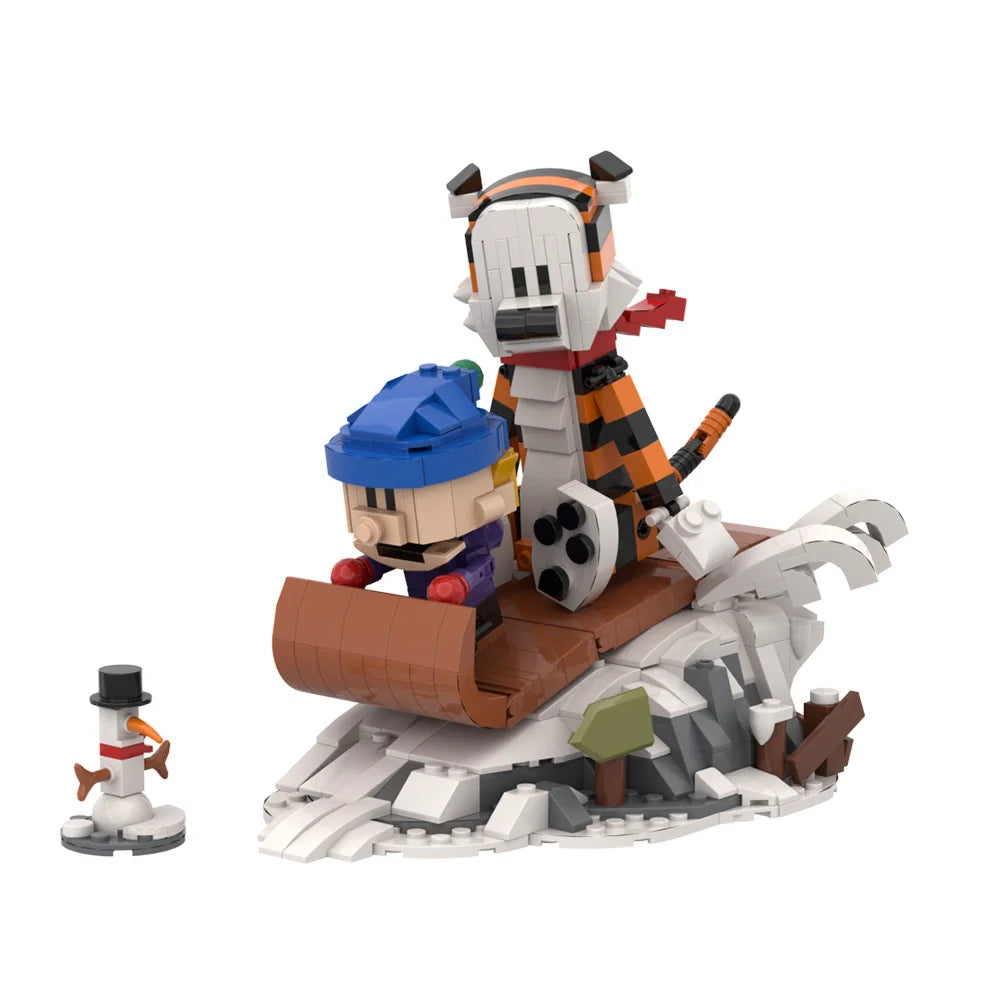 Gobricks MOC shooting Game Calvined and Hobbes Tiger Model Building Blocks Classic Anime Action Figures Bricks Toy Children Gift - CADA BRICKS®