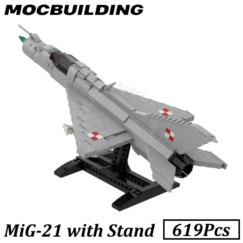 MiG 21 Model Battleplane Fighter Jet mig21 Airplane Aircraft  MOC Building Blocks Brick Gift Christmas Presents