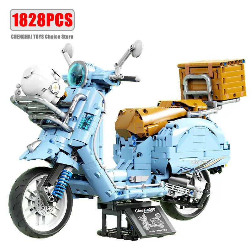 1828pcs 1:5 City Technical Motorcycle Car Model Building Blocks MOC Racing Motobike Vehicles Bricks Toy For Children Gifts T4025
