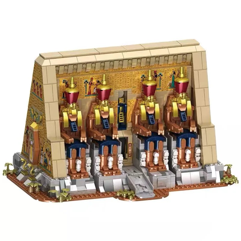 MOC 2025 Nuovo Set di Blocchi da Costruzione Piramide Faraonica Egizia Antica Architettura Tempio del Deserto Mummia Puzzle di Mattoni Giocattoli Regalo per Bambini