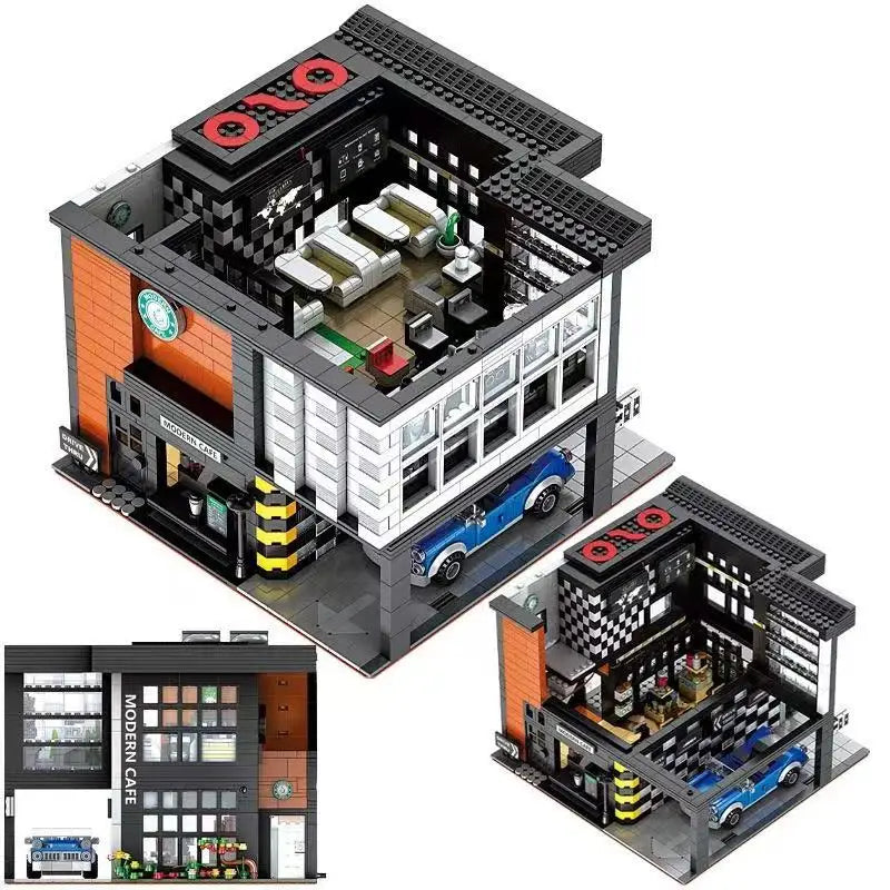 City Architecture Street View Cafe Construction Set Moc Bricks DIY Building Blocks Assembled Toys Gifts Modern Coffee Shop Model