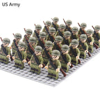 24pcs WW2 Military Army Soldier Soviet US UK German France Building Blocks Set Model Bricks Action Figures Weapon Toys Kids Gift - CADA BRICKS®