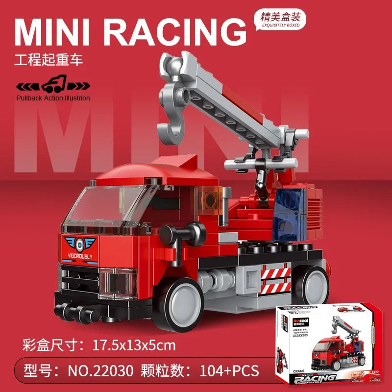 DIY Racing Car Bus Engineering Vehicle Ambulance Pull Back Model Building Blocks Brick Toys Children Boys Compatible With Lego