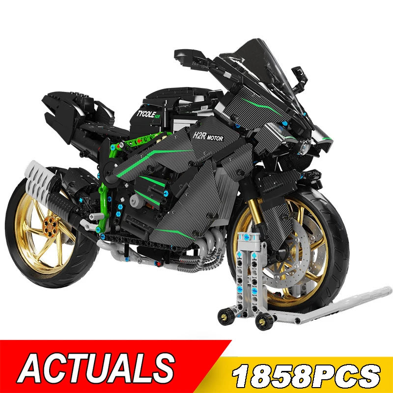 Technical 1:5 H2R City Motorcycle Car Model Building Blocks MOC Racing Motobike Vehicles Bricks Toy for Kids Children Gifts