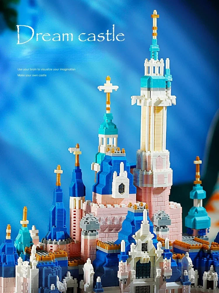 6300PCS Light Large Castle Micro Building Blocks Pink Series Castle Church Diamond Blocks Construction Toys for Girls Adult Gift